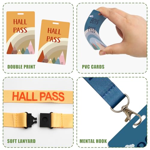 WorldBazaar Classroom Hall Pass Lanyards Set of 6 Bright Color PVC Teacher Accessories