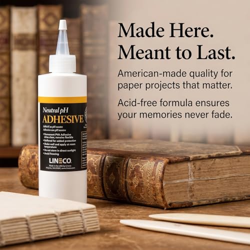 Lineco Neutral pH Acid-Free All-Purpose Glue, White, 8 oz, 1 Pack