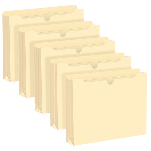 File Folders Jacket, HERKKA 60 Pack Letter-Size Manila File Folders, Expandable up to 2 Inches for Extra Storage, Reinforced Straight -Cut Tab, Ideal for Office, School, and Home Use