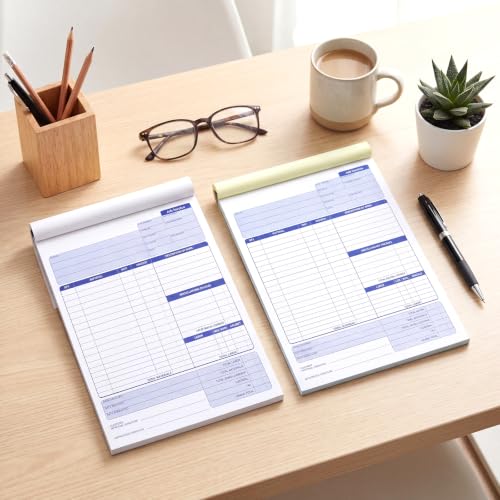 2-Pack Job Invoice Forms 50/100 Sets - 2-Part Carbonless Work Order Receipts