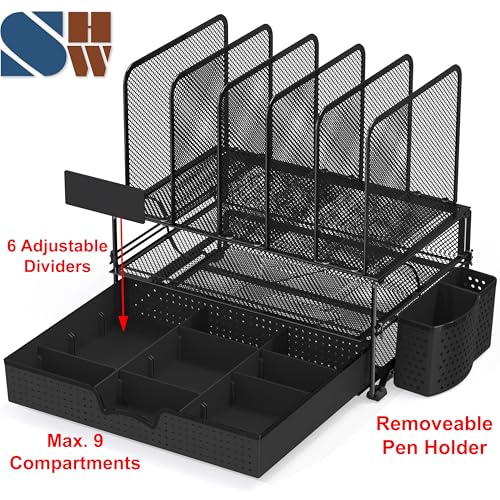 Simple Houseware Black Desk File Organizer with Drawer - Office Supplies
