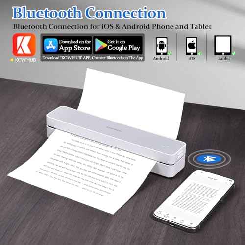 ATOMUS K200 Portable Printers Cordless Bluetooth 200DPI Thermal Printer Support 8.5" X 11" US Letter Compatible with iOS Android Phone PC Laptop with 10pcs A4 Thermal Paper (K200)