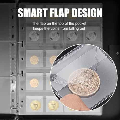 Coin Collection Book with Lock, 400 Pockets Fireproof Coin Collection Book & 36 Paper Money Organizer Binder for Coin Currency Collection Supplies,Pennies,Bill,Tokens,Badges