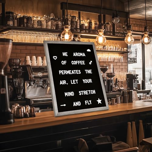 Felt Letter Board with 478 Letters, Numbers & Symbols - 16 x 20 inch Large Changeable Message Board with Wooden Frame Wall Mount Hook,2 Canvas Bags,Wood Stand (Black Board & Wood Frame)