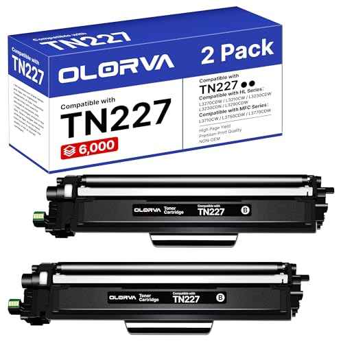 TN227BK TN-227BK TN227 Black: MFC-L3770CDW High Yield Toner Cartridge Replacement for Brother TN227 TN227BK TN223BK TN-223BK to Work with Brother MFC-L3770CDW HL-L3290CDW HL-L3270CDW, 2 Pack