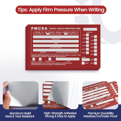 Annual Vehicle Inspection Forms and Red Labels 3-Part NCR Kit – 50 Sets