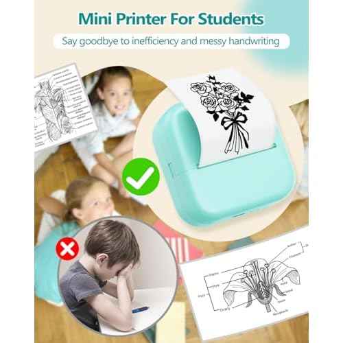 Sticker Maker M02X Mini Sticker Printer Bluetooth Mini Portable Thermal Printer Inkless Pocket Photo Printer Come with 3 Rolls Paper for Study Notes,Memories,Photo,Receipt