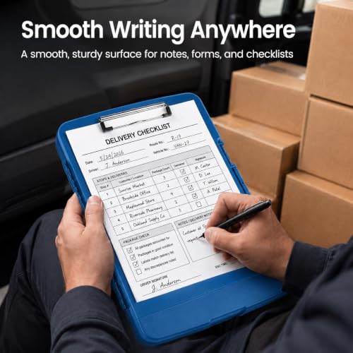 Sooez Heavy-Duty Clipboard with Storage - 8.5 x 11, Blue, Two-Level Organizer
