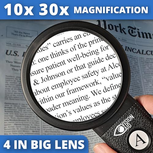 Vision Aid Deluxe USB Rechargeable Hands-Free Magnifying Glass with Stand and LED Light