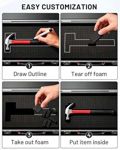 4Pcs Pick and Pluck Foam Sheets for Cases (2Pcs 16x12x2" + 2Pcs