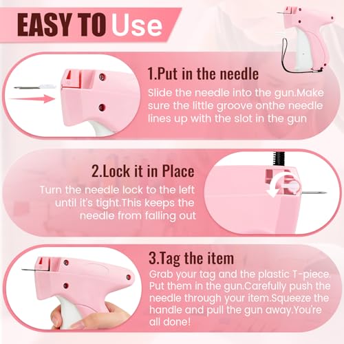 WEIBOLT Stitch Gun for Clothes - Pink/White Handheld Quick Fixer with 6 Needles & 1000 Black & 1000 White Fasteners