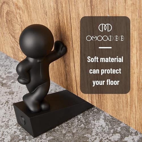 Omoojee Cute Black Door Stop | Decorative, Non-Slip Wedge, 5.12" H 4.61" L (1 Pack)