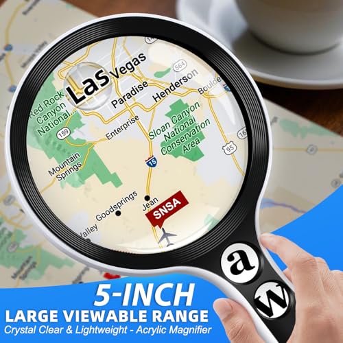 Black 5-Inch Lighted Magnifying Glass with 10X-60X Zoom & LED Illumination
