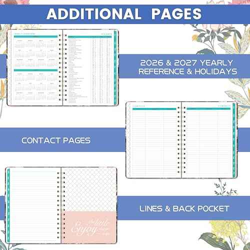 2026 Planner - 6.4" x 8.5", 2026 Calendar/Planner Weekly and Monthly, JAN.2026 - DEC.2026, Weekly Monthly Planner 2026 with Tabs, Hardcover, Elastic Closure, Back Pocket