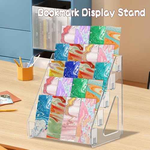 2 Pack 5 Tier Acrylic Bookmark Display Stand for 2. 2'' Bookmark, Portable Sticker Holder Greeting Card Display for Business Vendor, Retail Store Shop