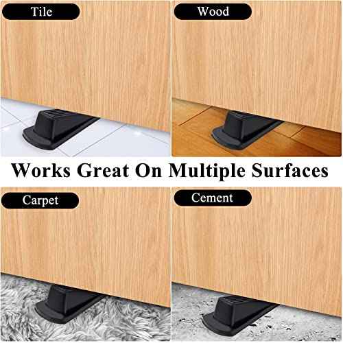 4 Pack Door Stoppers, Rubber for Bottom of Door, Rubber Door Stopper Wedge, Sturdy Stackable Door Stops for Floor