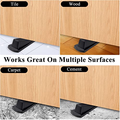 Utron Black 4 Pack Rubber Door Stops for Bottom of Door, Wedge Floor Stoppers