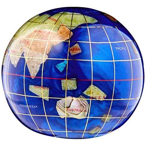 Unique Art 3-Inch Bahama Blue Pearl Swirl Ocean Gemstone World Globe Paper Weight