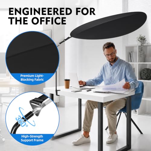 Midnight Black Office Cubicle Leaf Canopy Shade 52 Inch Light Blocker Privacy Screen