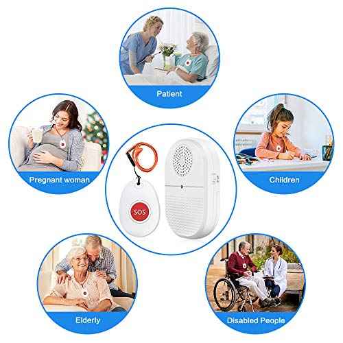 ChunHee Wireless Caregiver Pager Call Button Nurse Alert System Call Bell for Home/Elderly/Patient Emergency Vibration Pager 2 Transmitter+2 Receiver(800+Feet Operating Range)