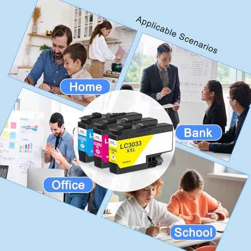 LC3033 C/M/Y Ink Cartridges XXL Super High-Yield Replacement for Brother LC3033 C/M/Y LC30333PKS XXL Ink Cartridges Work with MFC-J995DW MFC-J815DW MFC-J805DW Printer (3-Pack)