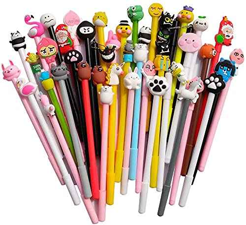 sencoo Cute Cartoon Erasable Black Gel Ink Pens Kawaii Pens for Birthday Present School Prize Students Gift Kids Pens Random Style (100 pens + 100 refill + 1 notebook)