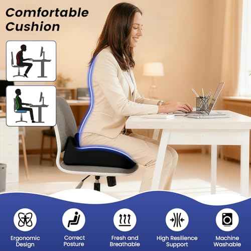 Donut Pillow Seat Cushion Memory Foam Office Chair Cushion for Tailbone Pain Long Sitting Hemorrhoid Pillow for Wheelchair Computer Desk Chair Car, Home, Pressure Relief Pad for Hip, Black