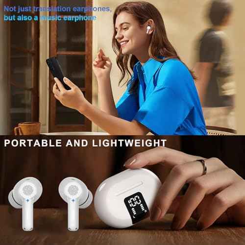 Translation Earbuds Real Time Voice Translator Earbuds Supports 144 Languages Two-Way Online Translator in Ear Earbuds with APP Fit iOS and Android Ideal for Travel and Business