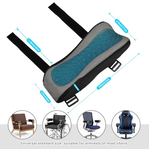 Blue Mesh Gel Memory Foam Ergonomic Armrest Pads for Office Chair (2pcs) THARAHT
