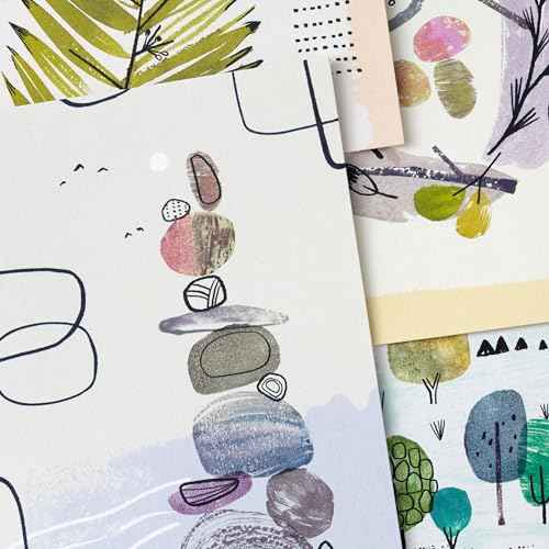 Hallmark Nature Note Card Assortment (48 Blank Cards with Envelopes) Artistic Trees, Leaves, Birds, Rocks