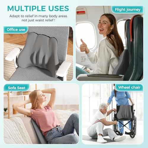 Lumbar Support Pillow, Memory Foam Lumbar Pillow for Lower Back Pain Relief, Back Support Pillow for Office Chair, Car Seat -Gray