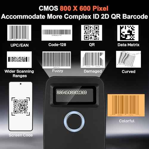 KUIIYER Mini Bluetooth Barcode Scanner, Wireless 2D QR 1D Bar Code Scanners with OLED Digital Display & AI Voice, Small Portable Handheld Barcode Reader for iPhone, Android, iPad, PC Computers & POS