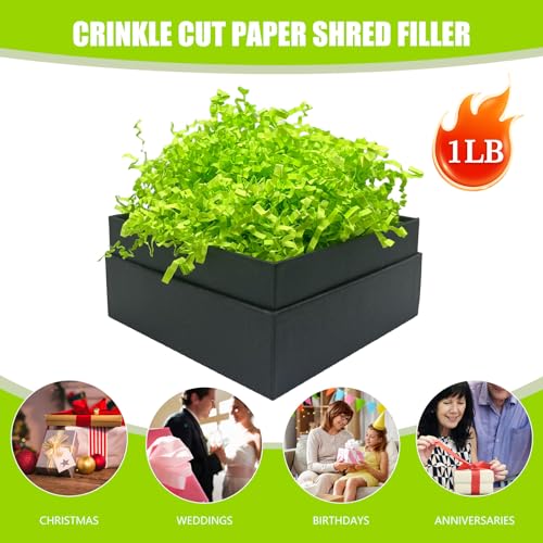 Fluorescent Green Crinkle Cut Paper Shred Filler, 1 LB Easter Basket