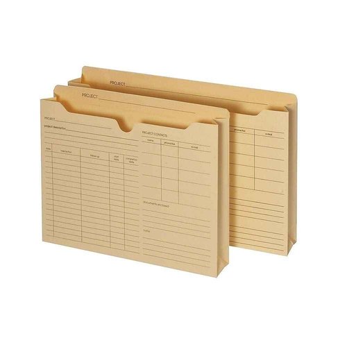 Staples 486083 Manila Reinf Pre-Printed Jackets LTR 2-Inch Expansion 50/BX