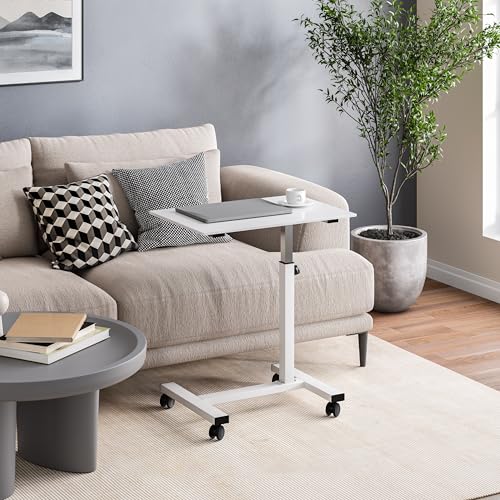 Seville Classics airLIFT Mobile Laptop Table White 24" Overbed Desk