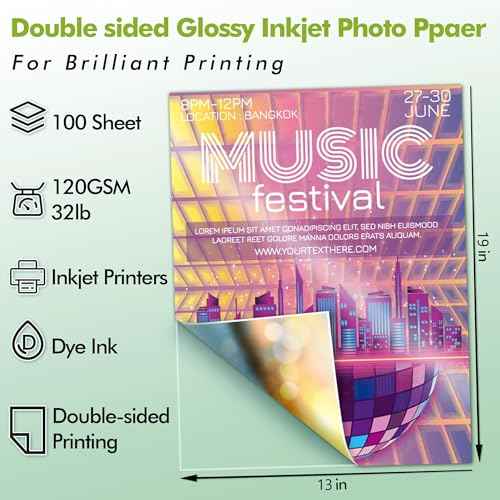 Koala Double Side Thin Glossy Photo Paper 13x19 Inches 120gsm 100 Sheets Compatible with Inkjet Printer and Dye Ink 32LB
