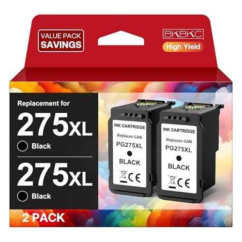 275XL Black Ink Cartridge Value Pack Replacement for Canon PG-275 XL 275 XL Ink Compatible with TS3520 TS3522 TR4720 TR4722 Printer (2 Black)