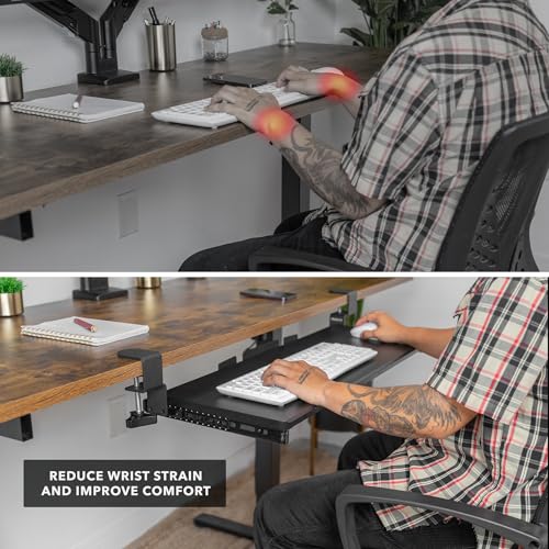 Mount-It! Keyboard Tray Under Desk Pull Out with Extra Sturdy C Clamp Mount (30" x 11")