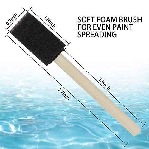 200 Pack 1 inch Foam Brush Sponge Wood Handle Paint Brush Foam Sponge Brush for Acrylics, Stains, Varnishes, Crafts