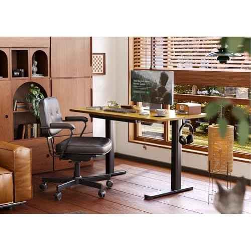 Claiks Standing Desk with Drawers, 48 x 24 Inches Electric Standing Desk Adjustable Height, Sit Stand Up Desks Computer Workstation, Rustic Brown