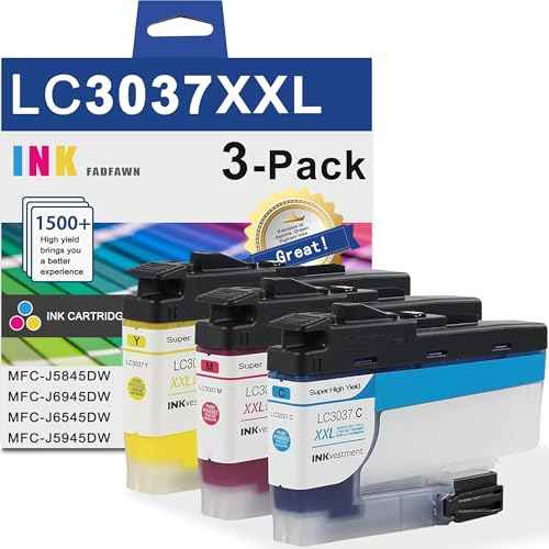 LC3037 XXL Super High-Yield Color Ink Cartridges 3-Pack Cyan/Magenta/Yellow Replacement for Brother LC3037 XXL Ink Cartridge for Printer MFC-J5845DW MFC-J6945DW MFC-J6545DW MFC-J5945DW