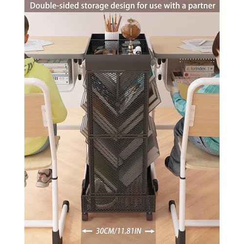 UMDONX Rolling Book Cart Double-Sided Large Capacity Bookshelf on Wheels for Home, Office, Classroom ? Holds A4, Letter, and Legal-Size Documents