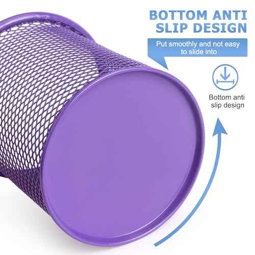 Tamaki Pen Holder Cup for Desk, Desk Organizer Wire Mesh Pencil Cup Holder for Desk Office Pen Organizer (Purple)