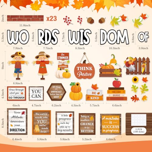 57 Pcs Fall Bulletin Board Set Inspirational Flower Bulletin Board Decoration Positive Cutout Classroom Decoration for Autumn School Office Home Teacher Classroom Wall Supplies