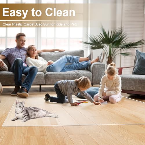 51" x 63" Office Chair Mat, 60 mil Thick Clear Area Rug Pad, 4 x 5 ft Vinyl Plastic Carpet for Hardwood Floors, Transparent Runner Rugs for Office Entryway Kitchen Hallway