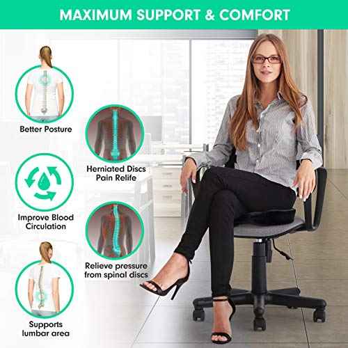 Seat Cushion for Office Chair,Memory Foam Seat Cushion,Tailbone,Sciatica,Lower Back Pain Relief,Chair Cushion for Car,Wheelchair,Computer and Desk Chair