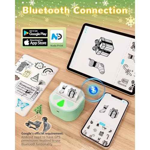 Sticker Printer, Print Pods Mini Printer, Bluetooth Thermal Sticker Maker Machine with 3 Rolls Paper, Print Pod Mini Printers for iphone, Impresora Port?til for Study Note, Journal, DIY, Kids Gift