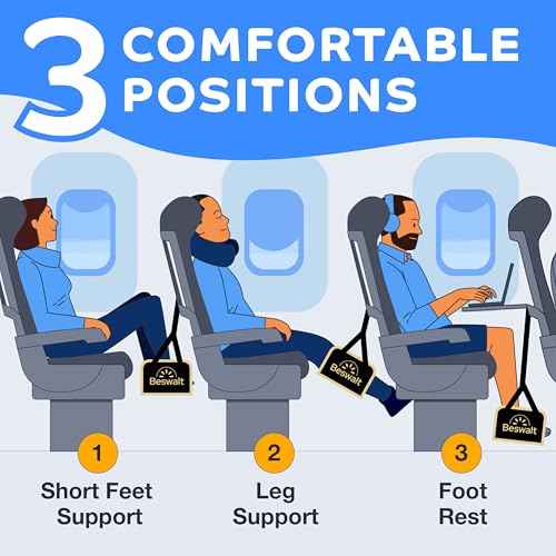 Portable Airplane Foot Hammock for Plane Travel with Memory Foam & Hardboard for No Feet or Leg Clashing - Long Flight Air Travel Essentials to Relax Feet Rest Flying Overseas by Beswalt (Black)
