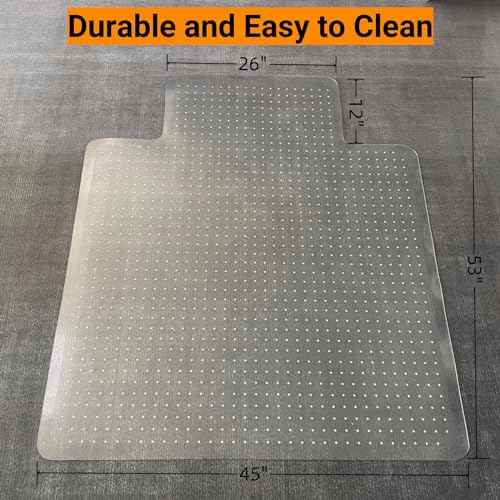 45"x 53"x0.1" Office Chair Mat for Carpet,Slip Resistant Heavy Duty Under Desk Protector Carpeted Floors,Easy Glide Rolling Floor Mat for Office Chair with Extended Lip