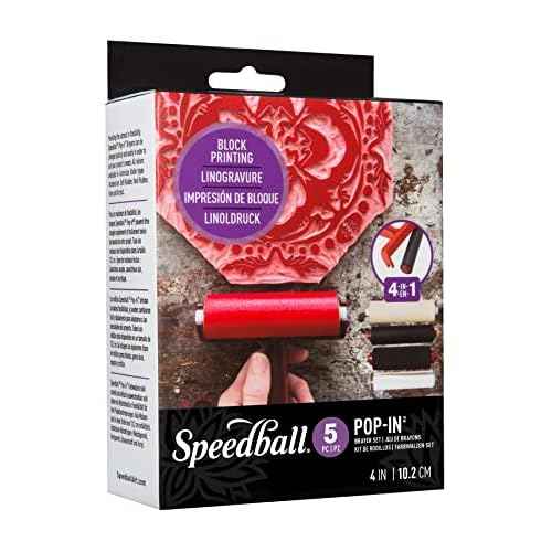 Speedball Pop-in 4" Roller Brayer Kit, Foam, Rubber, Hard Rubber & Acrylic